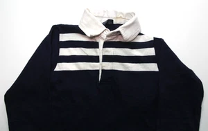 VTG 80s GANT RUGGER ~STRIPED~ RUGBY POLO SHIRT BOYS SZ 8 ~NAVY~ SINGLE STITCH - Picture 1 of 8