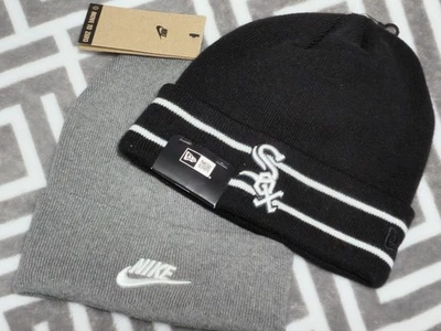 Lote de 2 paquetes de gorro de punto con puños gorras calavera negro gris Nueva era Nike  Foto 1 de 4