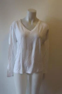 Womens J Brand White V-Neck Long Sleeve Linen Blend T-Shirt Top S * - Picture 1 of 7