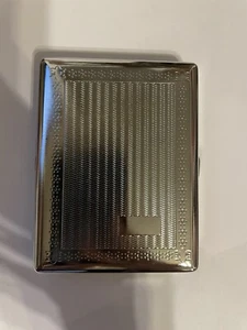 Retro Deco Silver Linee 2-clip 100s Cigarette Case Business Credit Card Holder - Picture 1 of 3