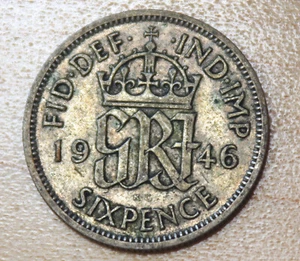 1946 Great Britain 6 Pence Silver - Picture 1 of 2