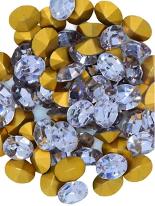 Swarovski Glass Light Amethyste Foiled, Faceted Cabochon, Rhinestone 8 x 10 mm - Picture 1 of 2