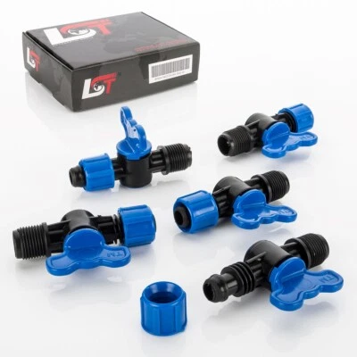 5x Absperrhahn Kugelhahn PE-Rohr für Tropfanlage Gartenbewässerung 17x1/2" - Bild 1 von 4