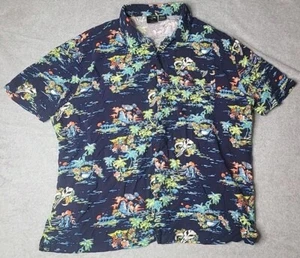 Star Wars Baby Yoda Grogu Hawaiian Button Up Shirt Men's 3XL Blue Palm Trees - Picture 1 of 10
