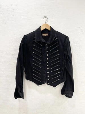 Double D Ranchwear Womens Military Denim Jacket Fringe Size S - Image 1 of 4