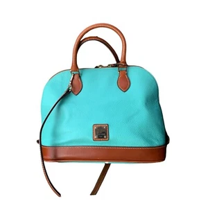 Dooney & Bourke Zip Zip Satchel Bag Turquoise Color - Picture 1 of 8