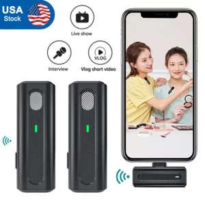 Wireless Lavalier Microphone Audio Video Recording Mini Mic For Android iphone - Picture 1 of 26