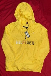 New Tommy Hilfiger Boys Rain Jacket Vibrant Yellow Half Zip Hooded 16-18 Large - Picture 1 of 4
