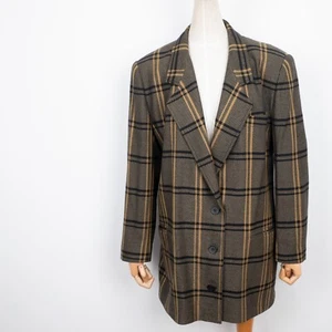 ESCADA by MARGARETHA LEY Women's Check Brown Loose Wool Blazer Size 40 / L - Picture 1 of 14