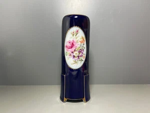Fraureuth Vase Kobaltblauer Fond 3x Blumenmalerei Blumen Gold 1.Wahl H:25cm - Bild 1 von 12