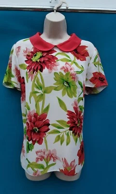BLOUSE,PETERPAN COLLAR,POPPIES,DEBENHAMS,40S,50S,60'S,80S VINTAGE LOOK,SIZE 16 - Image 1 of 4