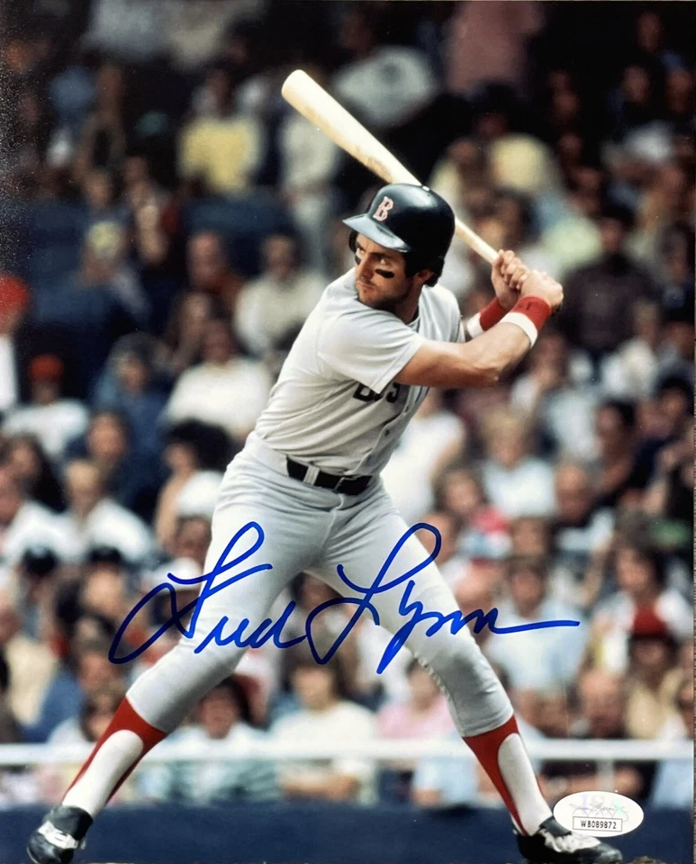 Fred Lynn 1975 AL ROY/MVP Boston Red Sox Pose #1 Autographed 8x10 JSA Witnessed - Image 1 of 1