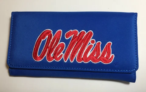 Ole Miss Rebels Tri Fold Wallet, Removable Checkbook Holder, Mom, Ladies Cover