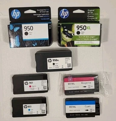 Cartuchos de tinta HP 2x 950 XL negros y 951 XL 2x magenta 2x cian 1x 950 negros Foto 1 de 4