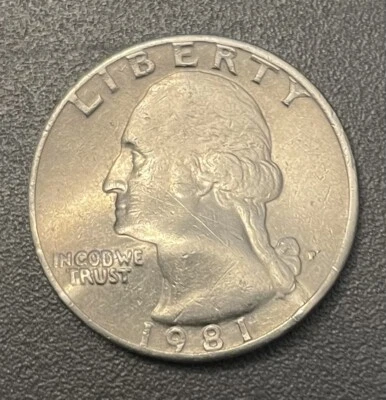1981 US Quarter Double Error- Circulated /Filled Mint Mark P / Depression - Image 1 of 2
