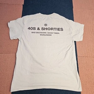 40s & Shorties Bad Decisions Good Times Medium Tan Tee T-Shirt Duel Sided V4a - Picture 1 of 8