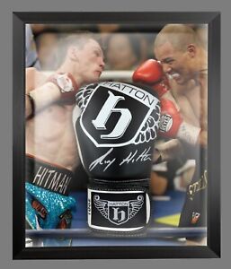 Ricky Hatton Signed Black Custom Boxing Glove In A Framed Dome Display