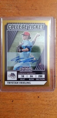 2022 PANINI ELITE EXTRA EDITION COLLEGE TICKET GOLD BORDER TRYSTAN VRIELING AUTO - Image 1 of 2