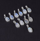 Whoelsale 11Pc 925 Solid Sterling Silver White Rainbow Moonstone Pendant Lot Z08