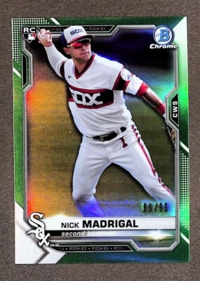 2021 Bowman Chrome #7 Nick Madrigal Green Refractor Rookie /99 - Image 1 of 3