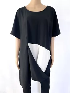 ¡NUEVO CON ETIQUETAS! ¡NUEVO! JOSEPH RIBKOFF Talla US 22 2XL UK 24 Negro Beige Vestido Top Blusa Túnica - Imagen 1 de 9