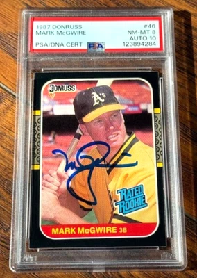 1987 Donruss Rated Rookie Mark McGwire #46  PSA/DNA  8  AUTO 10 * 25 YEAR SELLER - Image 1 of 2