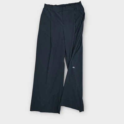 ALO High-Waist Pursuit Trouser Black Large Long Pleated Stretch Wide Leg Pockets - Image 1 of 4