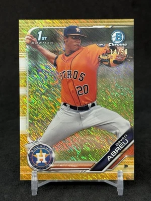 Bryan Abreu 2019 1st Bowman Chrome Prospects Gold  Shimmer Refractor /50 Astros - Image 1 of 2