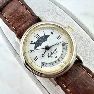 Vintage Le Baron Moonphase Women’s Watch, Brown Leather, New Battery Installed - Picture 1 of 14