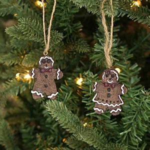 Primitivo Natale 2 pz Set di 2" Cioccolato Pan di Zenzero Decorazione Bambini - Foto 1 di 5