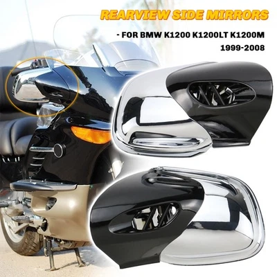 Espejos retrovisores delanteros cromados laterales izquierdo y derecho aptos para BMW K1200 K1200LT K1200M Foto 1 de 4