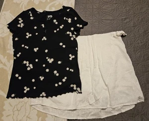 SO Girls Flowered Top and Skort Outfit XL Eylet White Skort Black Top - Picture 1 of 10