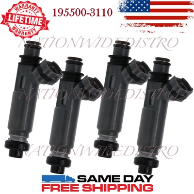 4x OEM Denso Fuel Injectors for 1997 1998 Mazda Protege 1.5L I4 195500-3110 - Image 1 of 4