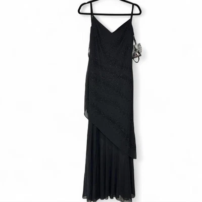 Maxi Vestido Largo Transparente Rampage Y2K Deadstock Negro Cuentas Asimétrico Sin Espalda L Foto 1 de 4