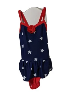 Gymboree Girls Blue/Red/White Stars Peplum One-piece Swimsuit - Picture 1 of 4