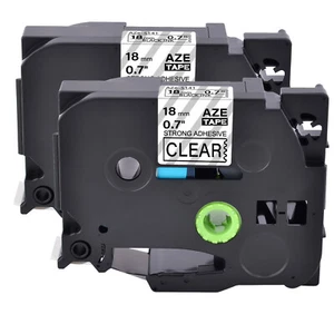 2PK Se Adapta a Brother TZ TZe-S141 Cinta Adhesiva Fuerte Negra Sobre Transparente 0.7" - Imagen 1 de 12