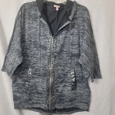 Винтажная толстовка с капюшоном Juicy Couture размер S негабаритная Y2K с блестками на молнии блестящая блестящая - Изображение 1 из 4