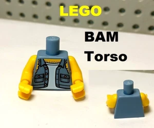 LEGO BAM Torso Sleeveless Jean Vest Tattered Pockets Chest Stubble Tank Top Body - Picture 1 of 1