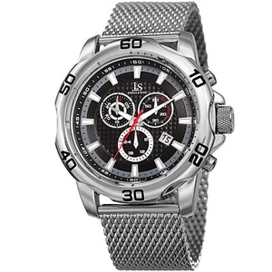 Men's Joshua & Sons JX123SSBK Chronograph Date Complication Mesh Bracelet Watch - Picture 1 of 7