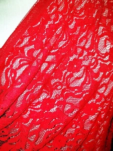 Premium corded red 3d embroidered guipure type bridal dress lace fabric 60" - Picture 1 of 3
