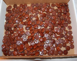 Vintage New Old Stock 5 Types  Leather Buttons - lot of 273 - Picture 1 of 4