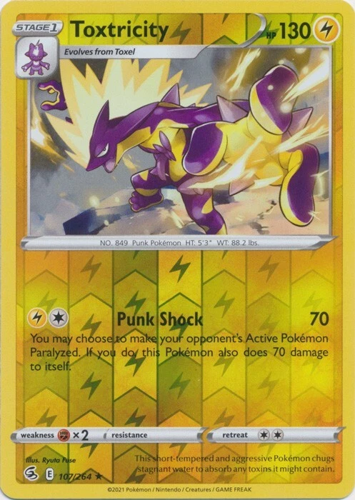 Reverse Holo Toxtricity  107/264 Rare  Fusion Strike Pokemon TCG - Image 1 of 1