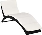 Outsunny Outdoor Foldable Pe Rattan Sun Lounger With Soft Padded Cushion, Ergon