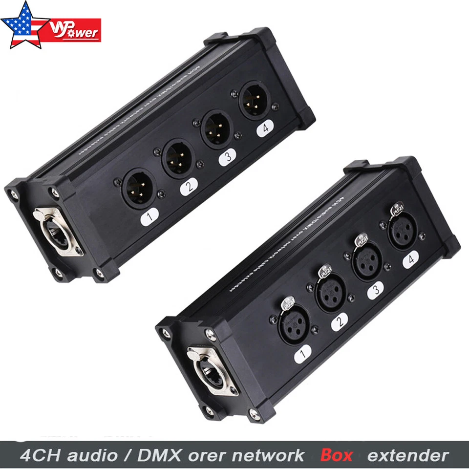 4 Channel 3-Pin XLR Male Female to Single Ethercon Audio Network Cable Extender - Image 1 of 4