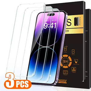 3X Verre Trempé Protecteur d'écran pour iPhone 16 15 14 13 12 11 Pro Max XR 8 7 6 - Photo 1 sur 6