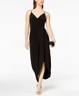 New $220 Xscape Womens Black V-Neck Sleeveless Slit Front Cocktail Dress Size 4