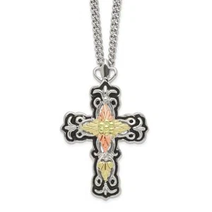 Sterling Silver Antiqued with 12k Gold Accents Black Hills Gold Necklace 20" - Picture 1 of 4
