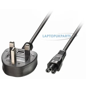 MAINS POWER CLOVER LEAD/CABLE UK 3-PIN PLUG FOR LAPTOP CHARGER ACER HP - NEW - Afbeelding 1 van 2