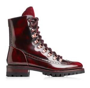 The Office of Angela Scott Mr Bernard Bordeaux leather lug sole boots 37.5 / 7.5 - Picture 1 of 11