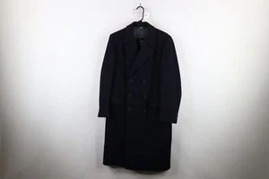 Vtg 70s Pierre Cardin Mens 40R Heavyweight Wool Trench Coat Overcoat Navy USA - Picture 1 of 20